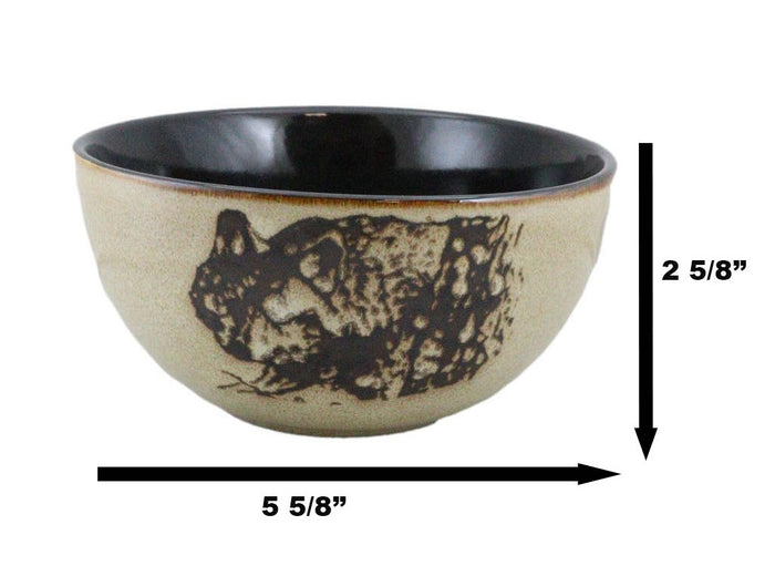 Ebros Gift Pack Of 2 Rustic Western Forest Gray Wolf Ceramic Pasta Salad Soup Bowls 21Oz
