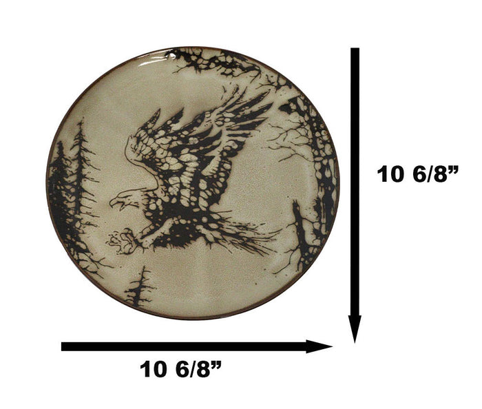 Ebros Gift Pack Of 2 Rustic Western Patriotic Swooping Bald Eagle Round Dinner Plates 10"D