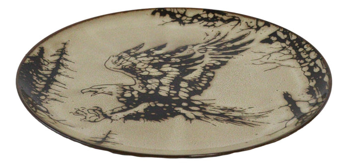 Ebros Gift Pack Of 2 Rustic Western Patriotic Swooping Bald Eagle Round Dinner Plates 10"D