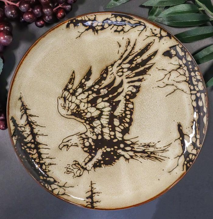 ebros gift Pack Of 2 Rustic Western Patriotic Swooping Bald Eagle Round Dinner Plates 10"D