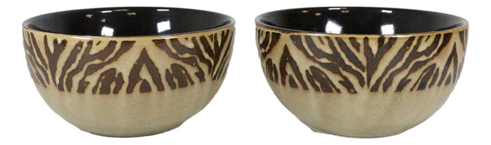 Ebros Gift Pack Of 2 Safari Savanna Jungle Tiger Print Abstract Soup Cereal Bowls 20oz