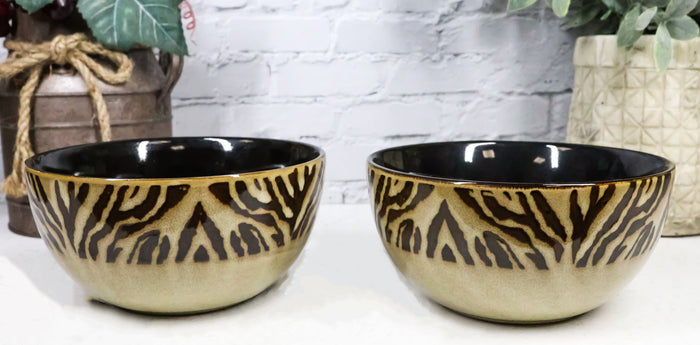 ebros gift Pack Of 2 Safari Savanna Jungle Tiger Print Abstract Soup Cereal Bowls 20oz