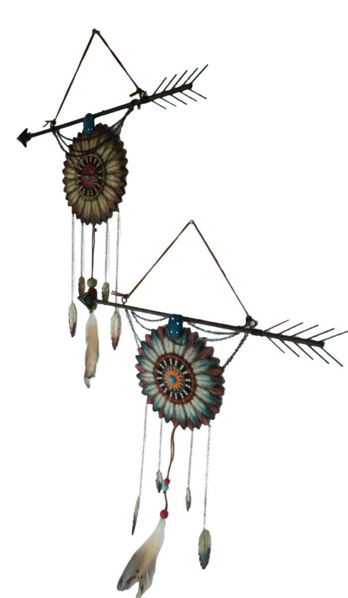 Ebros Gift Pack Of 2 Southwestern Boho Chic Indian Arrow Dreamcatcher Feathers Wall Decors