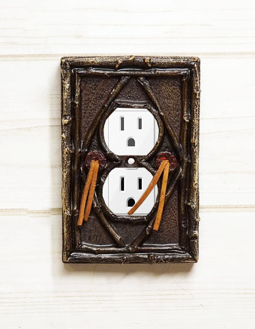 ebros gift Pack of 2 Southwestern Tribal Navajo Branchwood Double Receptacle Outlet Plates