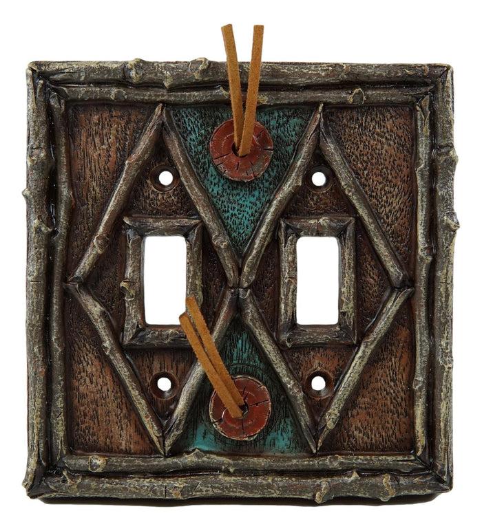 ebros gift Pack of 2 Southwestern Tribal Navajo Branchwood Double Toggle Switch Wall Plates