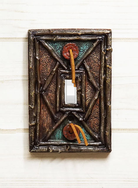 ebros gift Pack of 2 Southwestern Tribal Navajo Branchwood Single Toggle Switch Wall Plates