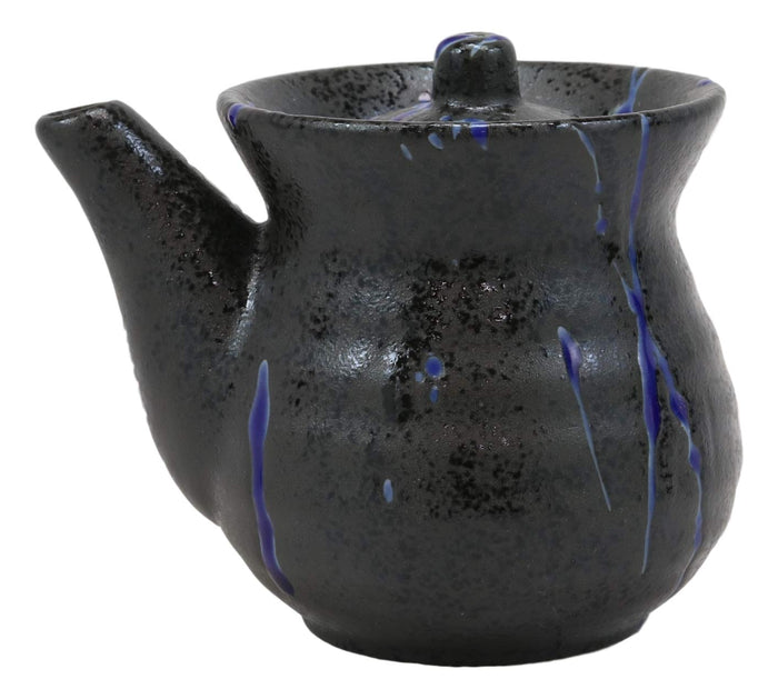 Ebros Gift Pack Of 2 Speckled Black Blue Japanese Tenmoku Porcelain Soy Sauce Dispensers