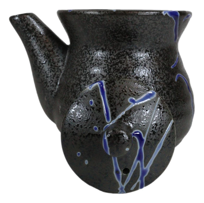 Ebros Gift Pack Of 2 Speckled Black Blue Japanese Tenmoku Porcelain Soy Sauce Dispensers