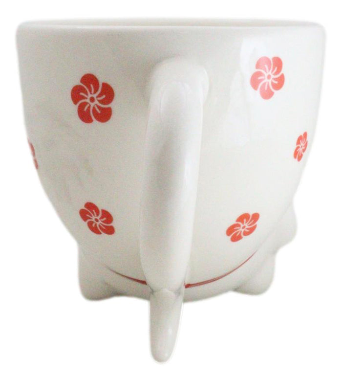 Ebros Gift Pack Of 2 Topsy Turvy Lucky Cat Maneki Neko Ceramic Coffee Mug Cups With Handle