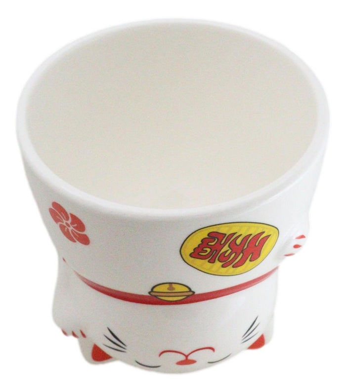 Ebros Gift Pack Of 2 Topsy Turvy Lucky Cat Maneki Neko Ceramic Coffee Mug Cups With Handle