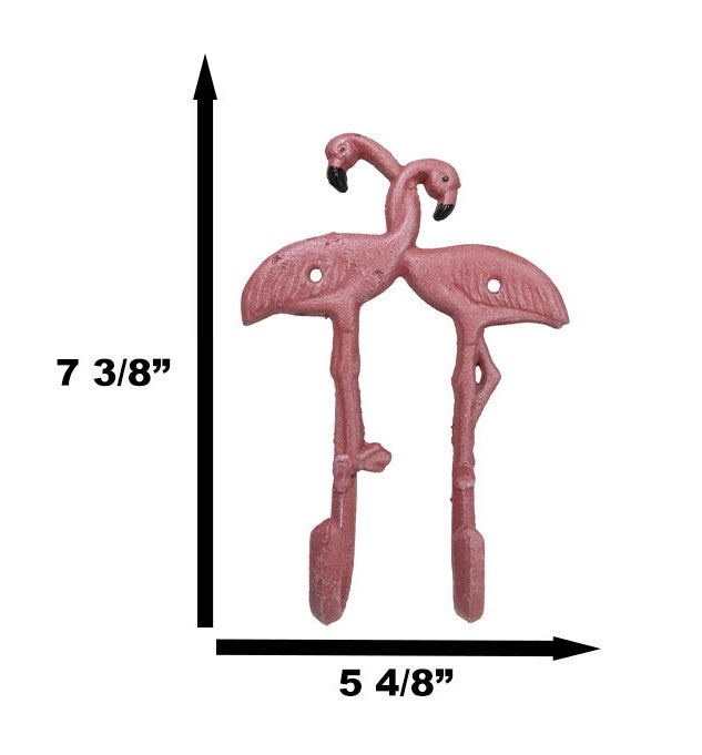Ebros Gift Pack Of 2 Tropical Paradise Pink Flamingo Birds 2 Pegs Double Wall Hook Decor