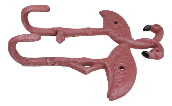 Ebros Gift Pack Of 2 Tropical Paradise Pink Flamingo Birds 2 Pegs Double Wall Hook Decor