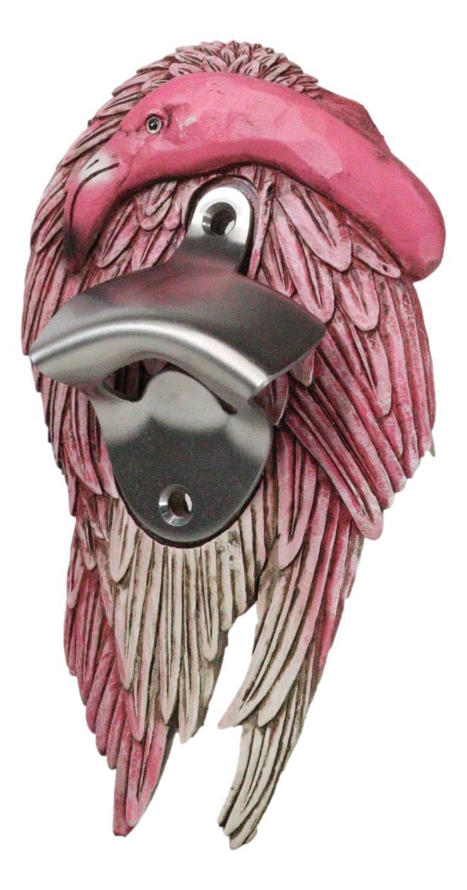 Ebros Gift Pack Of 2 Tropical Paradise Wading Bird Pink Flamingo Wall Beer Bottle Openers