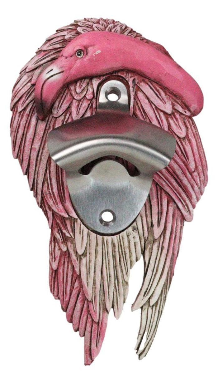 ebros gift Pack Of 2 Tropical Paradise Wading Bird Pink Flamingo Wall Beer Bottle Openers