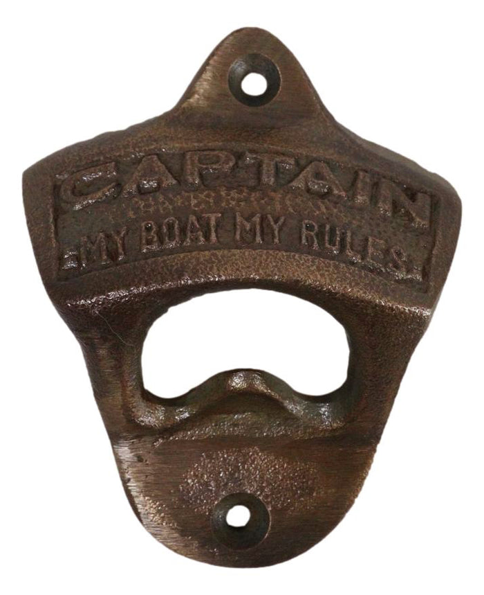 ebros gift Pack Of 2 Vintage Cast Iron Rustic Captain My Boat My Rules Wall Bottle Opener