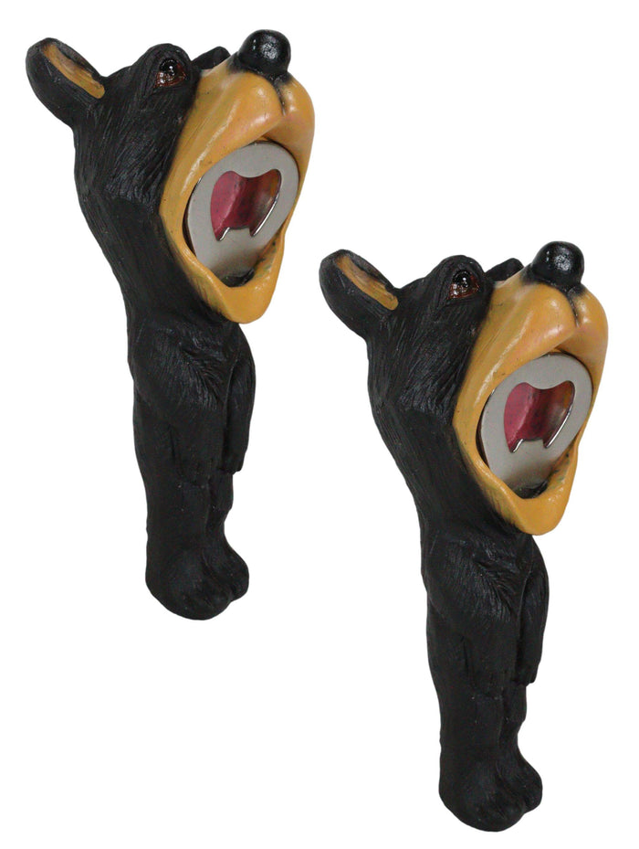 ebros gift Pack Of 2 Western Comical Forest Black Bear Soda Beer Hand Bottle Cap Openers