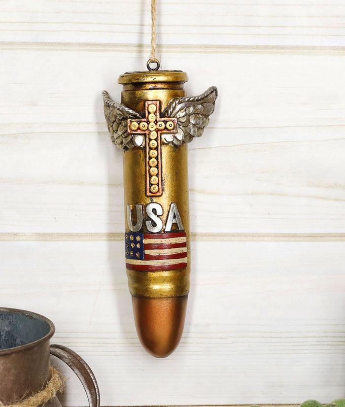 ebros gift Pack Of 2 Western Rifle Ammo Shells Gold Tone Bullets Wall Hanging Ornament 6"H