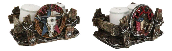 Ebros Gift Pack Of 2 Western Texas Longhorn Skull Cowboy Boot Salt Pepper Shakers Holders