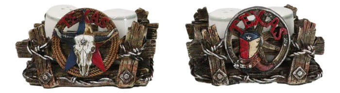 ebros gift Pack Of 2 Western Texas Longhorn Skull Cowboy Boot Salt Pepper Shakers Holders