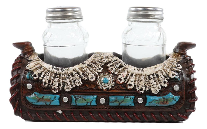 Ebros Gift Pack Of 2 Western Turquoise Gems Horse Saddle Salt And Pepper Shakers Holders