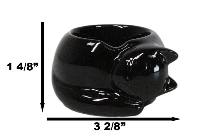 Ebros Gift Pack Of 2 Wicca Ceramic Sleeping Black Feline Cat Tea Light Votive Candleholder