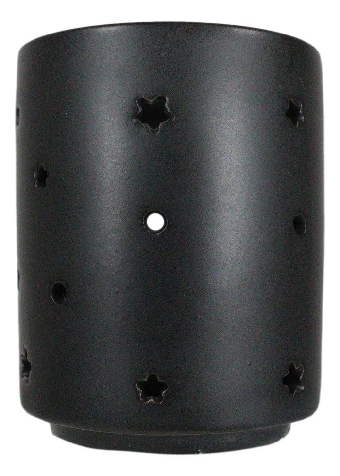 Ebros Gift Pack Of 2 Wicca Triple Moon Goddess Black Ceramic Tea Light Votive Candle Holder