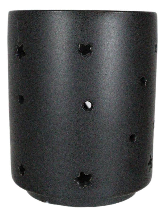 Ebros Gift Pack Of 2 Wicca Triple Moon Goddess Black Ceramic Tea Light Votive Candle Holder