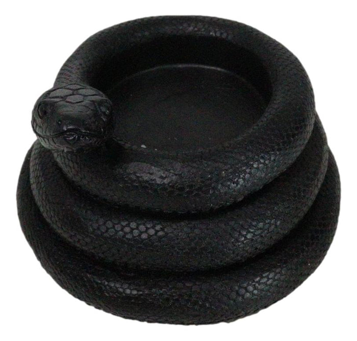 Ebros Gift Pack Of 2 Witchcraft Dark Magic Black Coiled Snake Tea Light Votive Candleholder