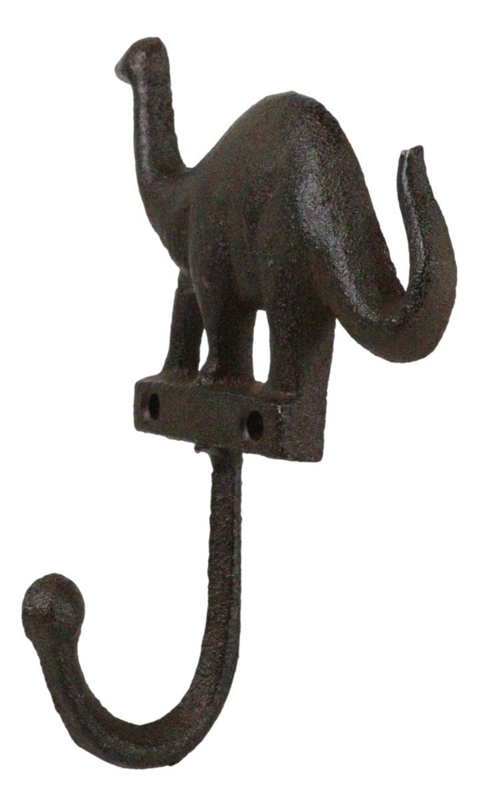 Ebros Gift Pack Of 3 Cast Iron Rustic Jurassic Long Neck Brachiosaurus Dinosaur Wall Hooks