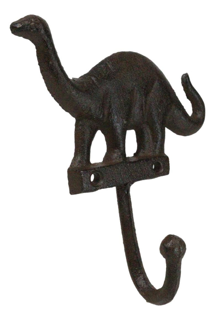 Ebros Gift Pack Of 3 Cast Iron Rustic Jurassic Long Neck Brachiosaurus Dinosaur Wall Hooks