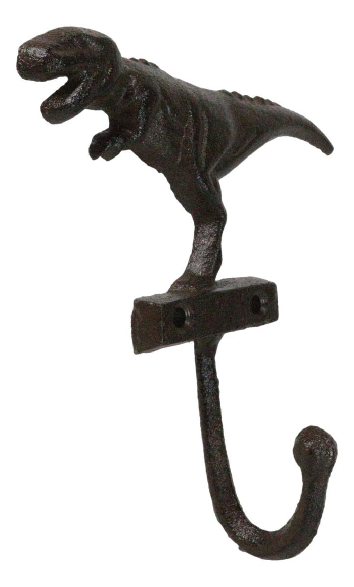 Ebros Gift Pack Of 3 Cast Iron Rustic Jurassic T-Rex Dinosaur Wall Hook Key Leash Holders