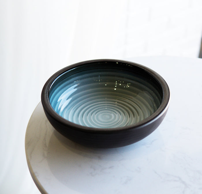 ebros gift Pack Of 3 Ceramic Zen Blue Donburi Noodles Cereal Rice Soup Dinner Bowls 24oz