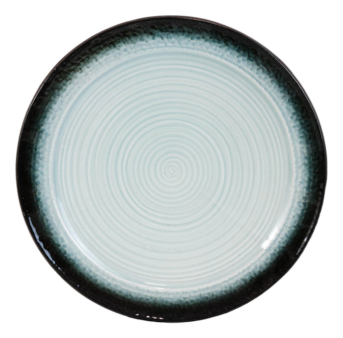Ebros Gift Pack Of 3 Ceramic Zen Blue Tao Swirl Dinner Lunch Entree Salad Plates 10.25"D