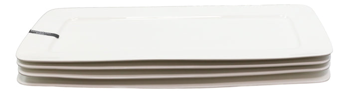 Ebros Gift Pack Of 3 Contemporary Rectangular White Porcelain Serving Platter Plate 19"L