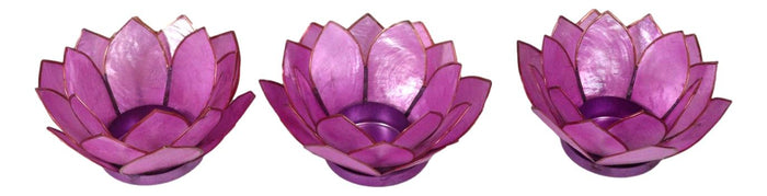 Ebros Gift Pack Of 3 Coral Pink Seashells Lotus Flower Votive Tea Light Candle Holders
