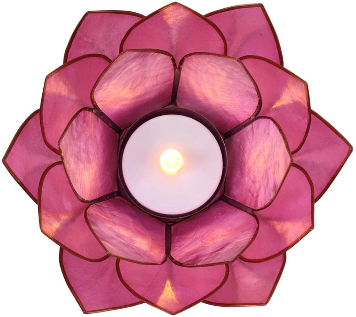 Ebros Gift Pack Of 3 Coral Pink Seashells Lotus Flower Votive Tea Light Candle Holders