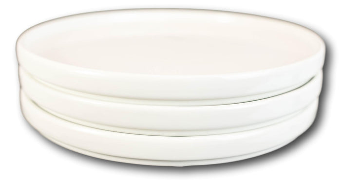 Ebros Gift Pack Of 3 Kitchen Dining Modern White Large Coupe Dinner Lunch 9.5"D Plates