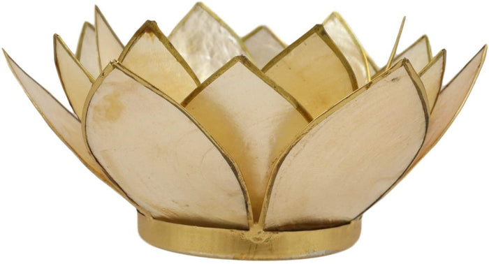 Ebros Gift Pack Of 3 Seashells Lotus Flower Yellow Gold Votive Tea Light Candle Holders
