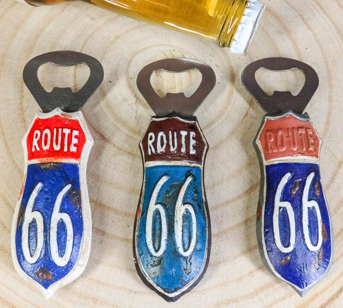 ebros gift Pack of 3 Vintage Route 66 Highway Sign Nostalgic Hand Bottle Cap Opener Novelty