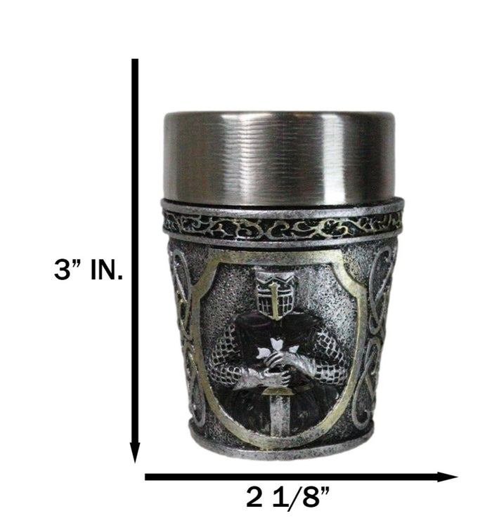 Ebros Gift Pack Of 4 Black Cloak Medieval Templar Crusader Knight Shot Glasses Set Of 4