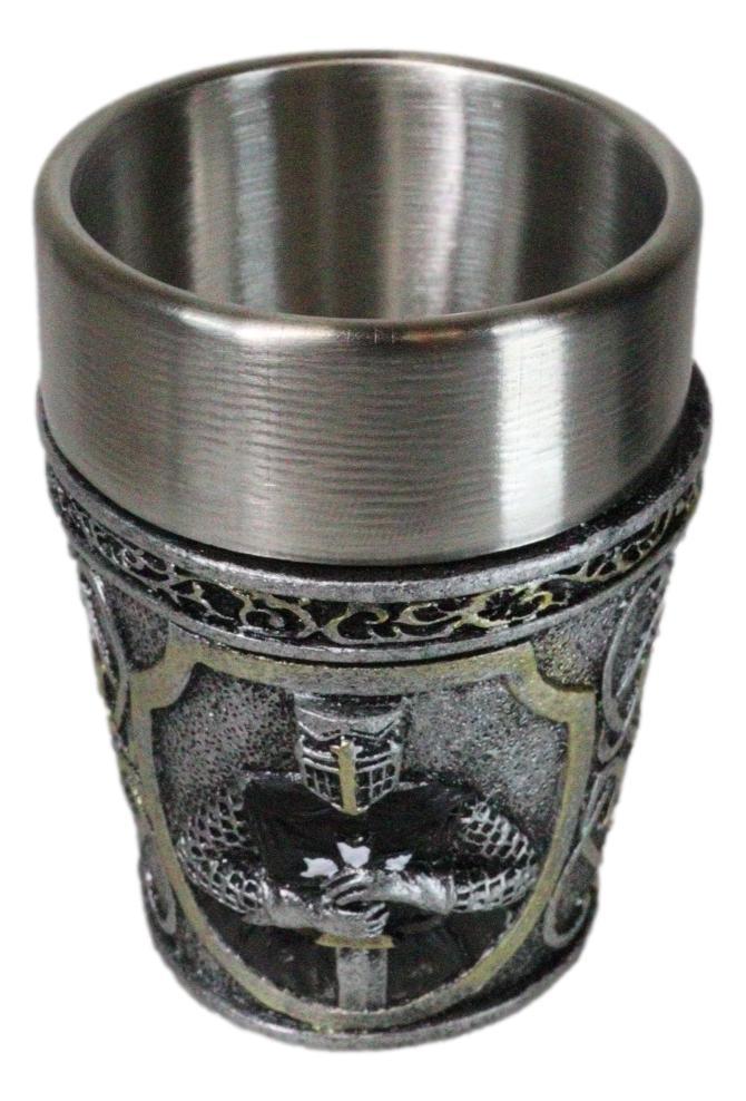 Ebros Gift Pack Of 4 Black Cloak Medieval Templar Crusader Knight Shot Glasses Set Of 4
