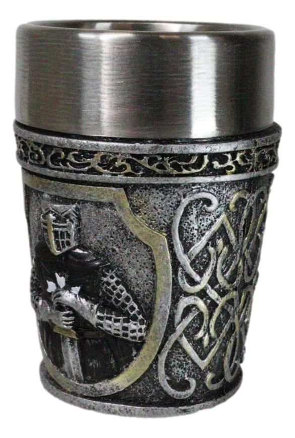 Ebros Gift Pack Of 4 Black Cloak Medieval Templar Crusader Knight Shot Glasses Set Of 4
