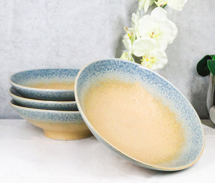 ebros gift Pack Of 4 Blue River Ao Nagashi Collection Large Ramen Soup Dinner Bowl 36oz