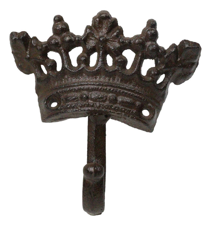 Ebros Gift Pack Of 4 Cast Iron Medieval Royalty King And Queen Crowns Wall Coat Hooks
