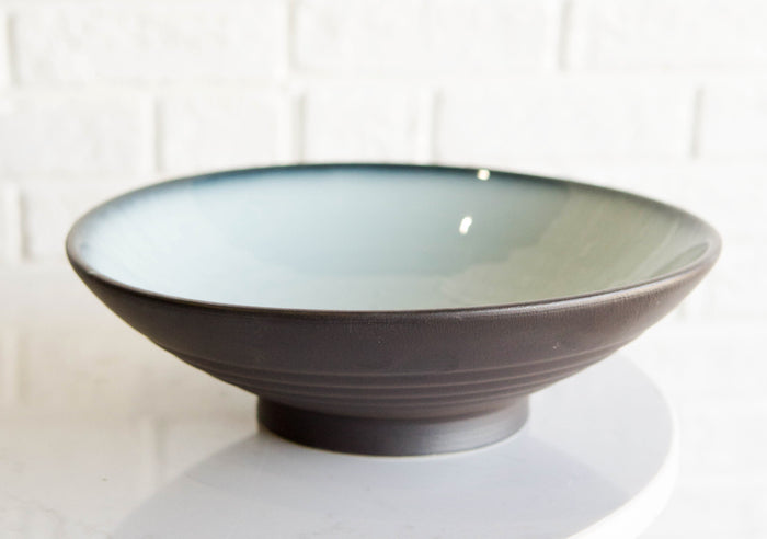 ebros gift Pack Of 4 Ceramic Zen Blue Dinner Entree Soup Deep Plates Or Shallow Bowls 36oz