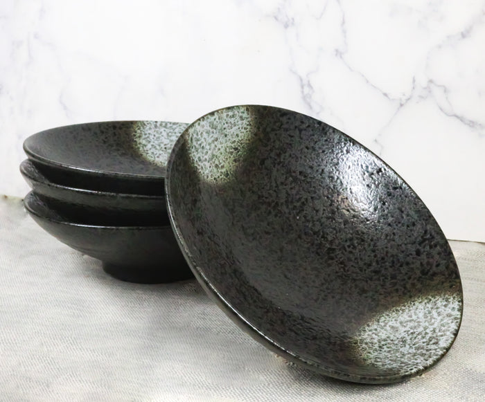ebros gift Pack Of 4 Charcoal Grey Tone Hakumu Collection Large Ramen Soup Dinner Bowl 36oz