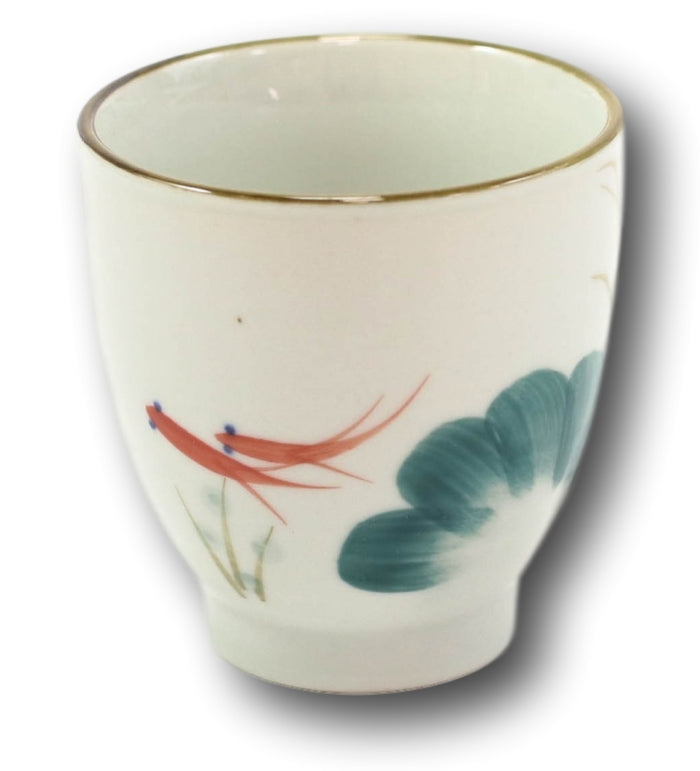 Ebros Gift Pack Of 4 Feng Shui Zen Lily Pond With Koi Fishes Pair Ceramic Tea Cups Teacups