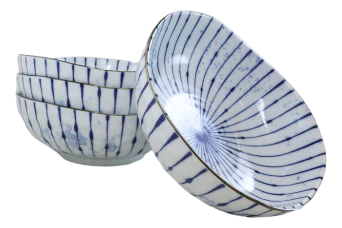 Ebros Gift Pack Of 4 Fubuki Tokusa Made In Japan Round Flair Deep Plates Shallow Bowls 36oz