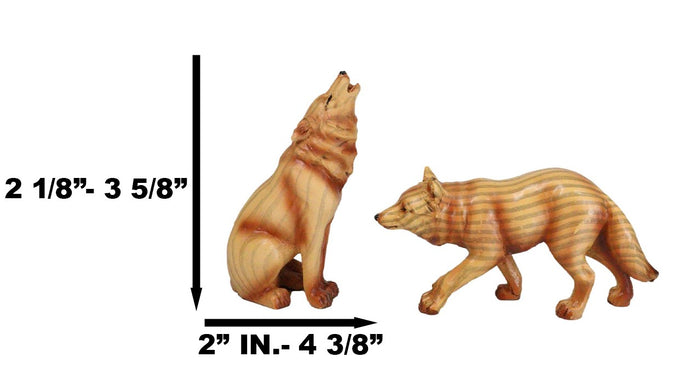 Ebros Gift Pack Of 4 Full Moon Howling Scouting Pose Alpha Gray Wolf Faux Wood Figurines