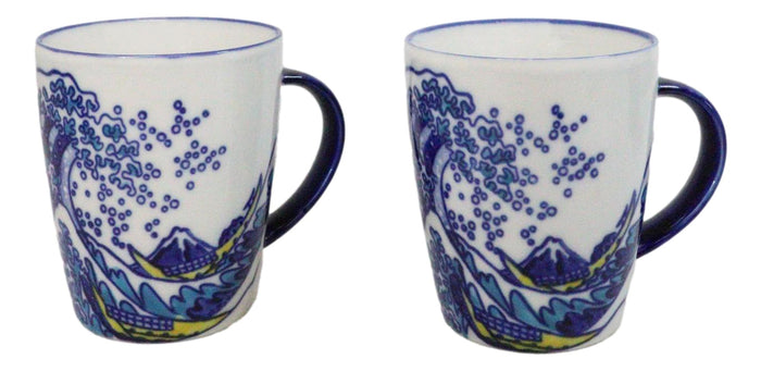 Ebros Gift Pack Of 4 Japanese Hokusai Great Wave Mount Fuji Ceramic Mug Cups 12oz